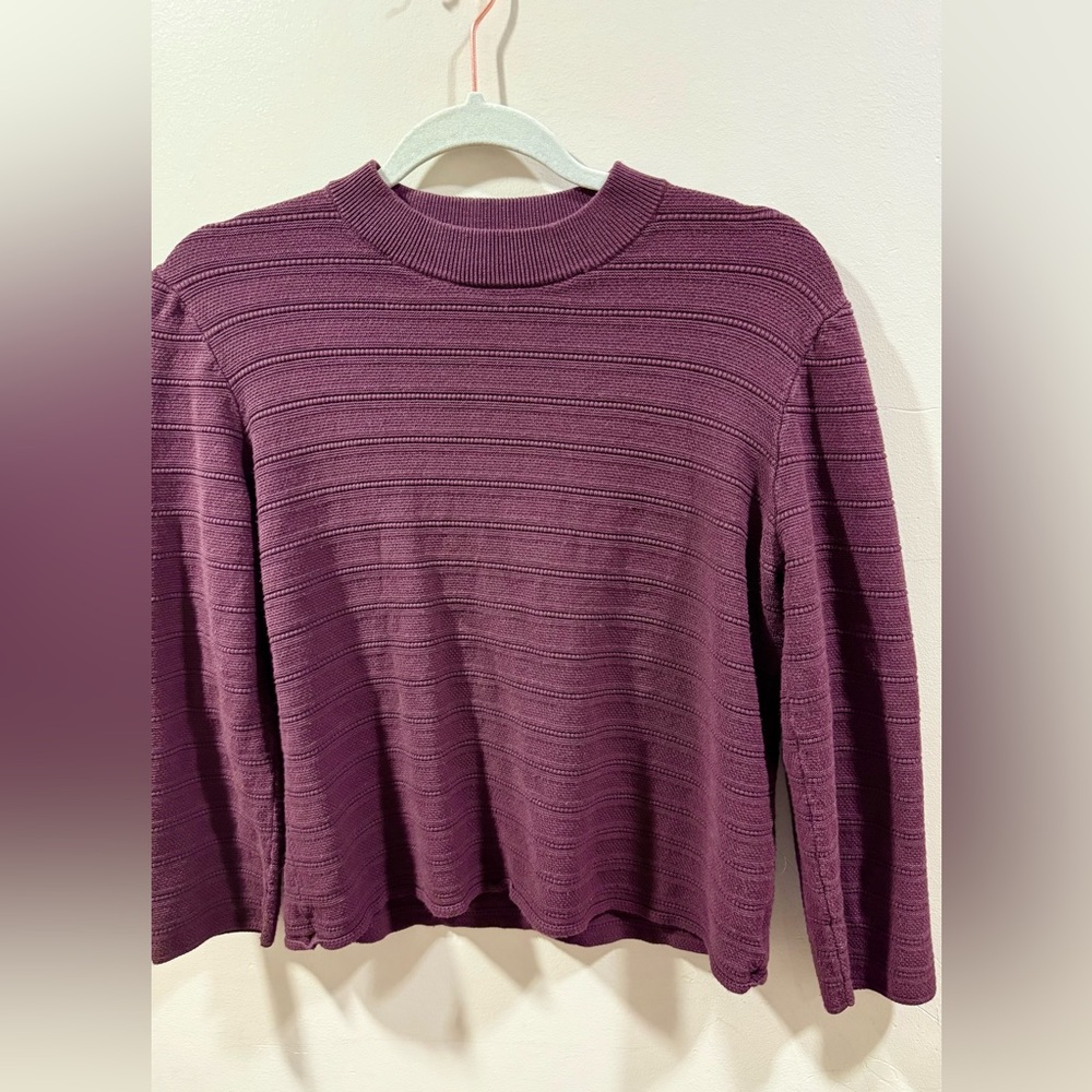 THEORY | Mock Neck Sweater | Large | Maroon / Burgundy | Cropped | Ribbed